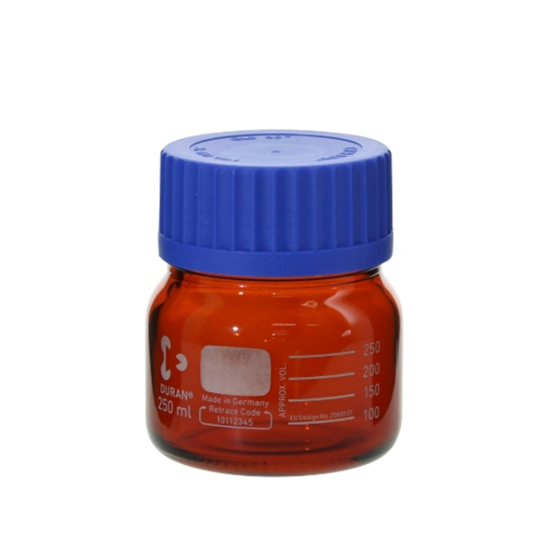 日本SIBATA柴田科學耐熱螺口瓶廣口棕色帶藍色瓶蓋017250-1250A