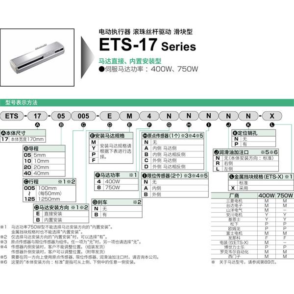 CKD喜開理電動執(zhí)行器（無馬達(dá)型）滑塊型ETS-17-40015-EM4NNNNN