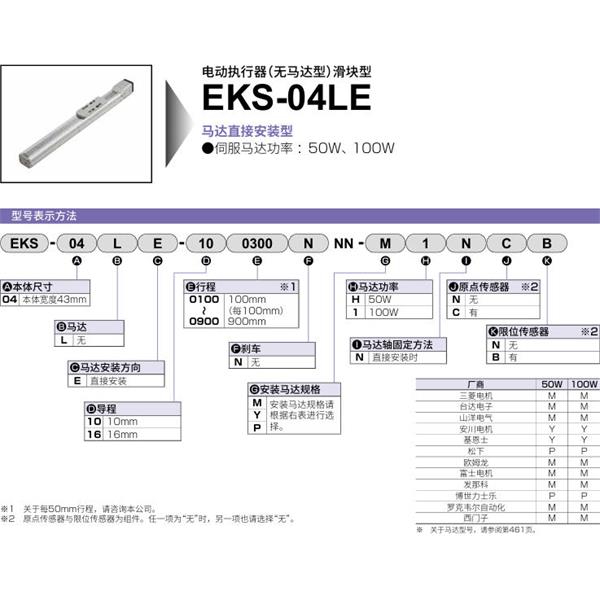 CKD喜開理電動執行器（無馬達型）滑塊型EKS-04LD-160100NNN-MHNNN