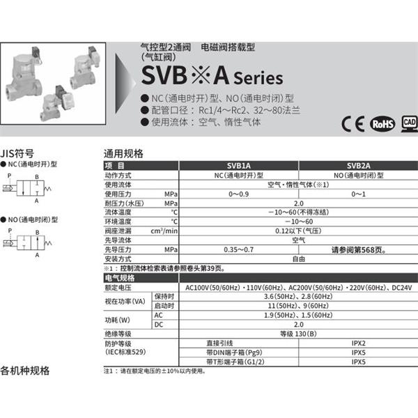 CKD喜開理氣控型2通閥（氣缸閥）SVB2A-25A-02CS-AC100V
