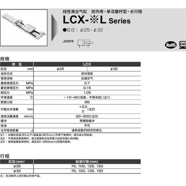CKD喜開理線性滑臺氣缸LCX-25-L-150-T2H-R-A1T