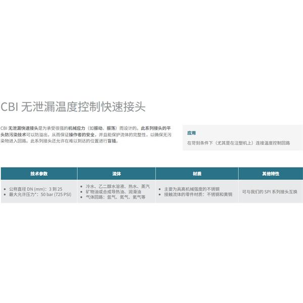 瑞士STAUBLI史陶比爾無泄漏溫度控制快速接頭CBI 12.5153/IA/BF