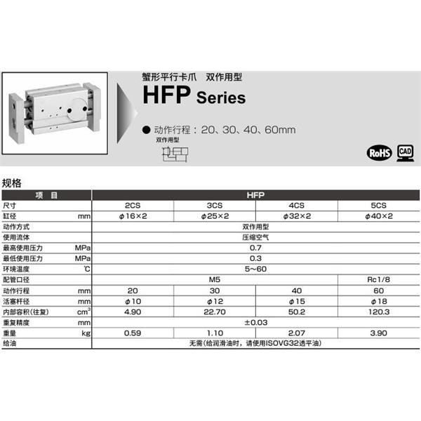 CKD喜開理寬幅平行卡爪HFP-5CS-T2H-R
