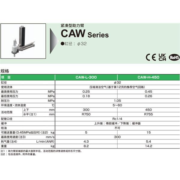 CKD喜開理緊湊型機械臂CAW-H-450-UV80